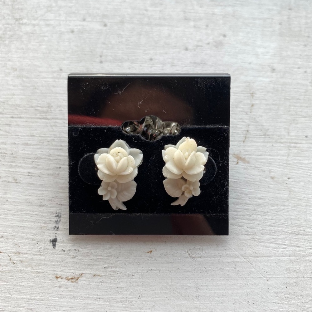 White Rose Earrings